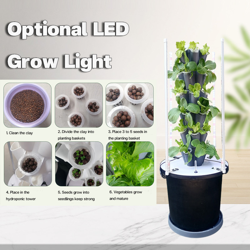 Sistema de cultivo de torres hidropónicas de pétalos de jardín 6/8/10 capas Luz LED opcional