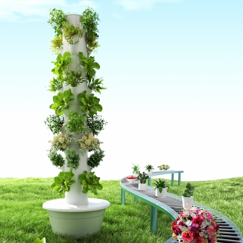 Torre de cultivo hidropónica sin suelo para cultivo en interiores