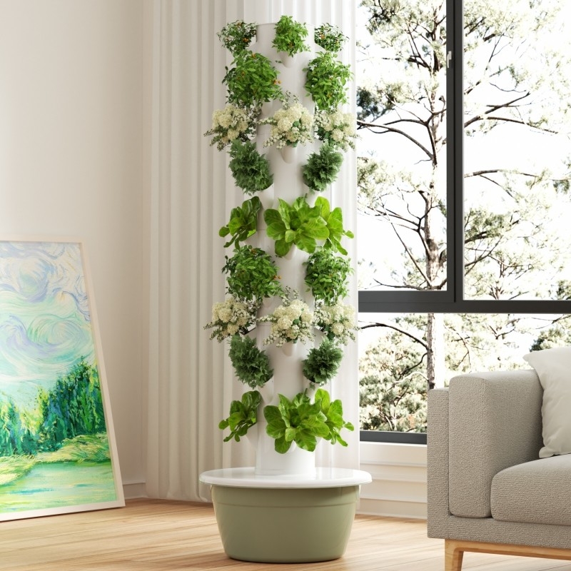 Torre de cultivo hidropónica sin suelo para cultivo en interiores