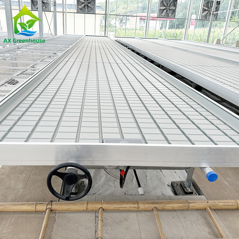 Invernadero Indoor Hydroponic Ebb And Flood Roller Benches Cultivación de semillas Mesa para la siembra