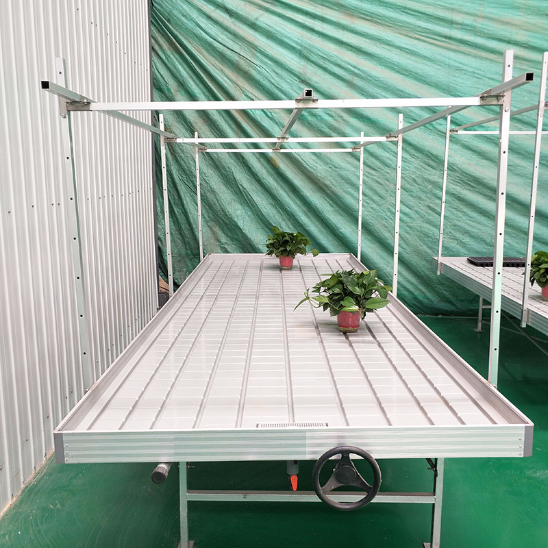 Eb y flujo 4FT*8FT Vertical Hydroponic Movable Roller Bench Tabla de cultivo con poste